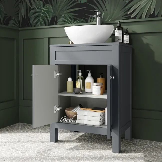 Bermuda Dove Grey Vanity With Oval Counter Top Basin 600mm