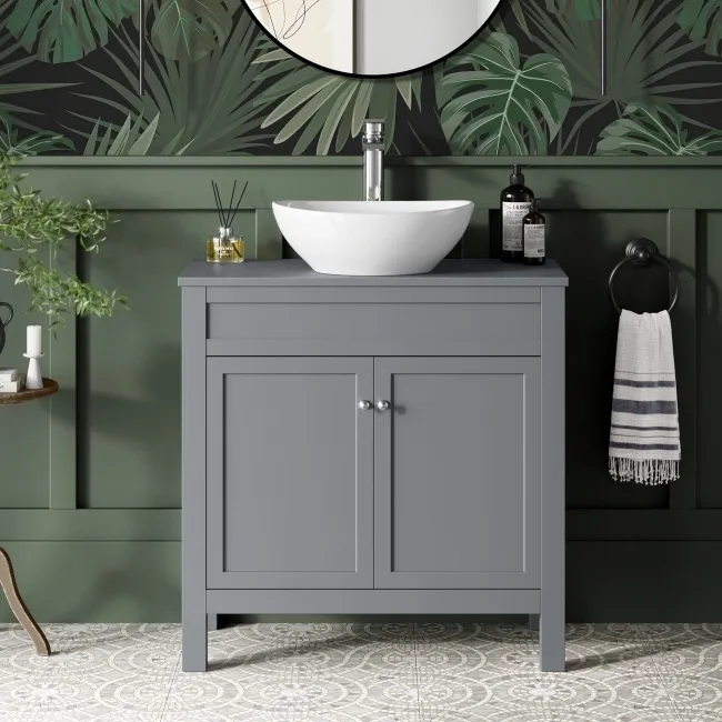 Bermuda Dove Grey Vanity With Oval Counter Top Basin 800mm
