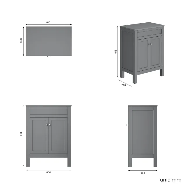 Bermuda Dove Grey Vanity 600mm