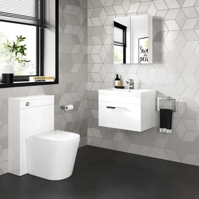 Avon Gloss White Wall Hung Basin Drawer Vanity 600mm