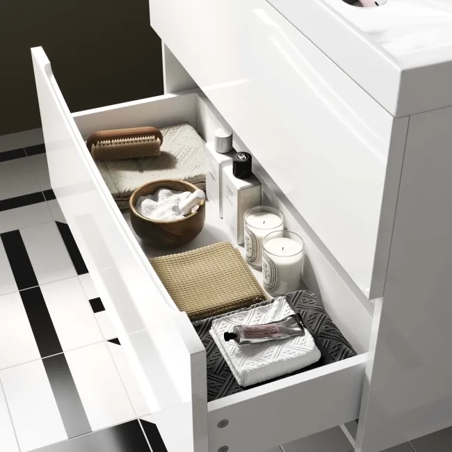 Austin Gloss White Wall Hung Basin Drawer Vanity 800mm