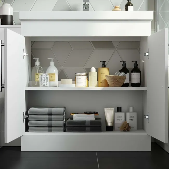 Avon Gloss White Basin Vanity and Back To Wall Unit 1300mm