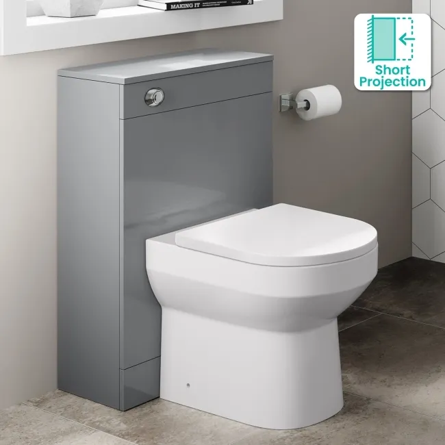 Avon & Trent Stone Grey Slimline Back To Wall Unit and Miami Toilet