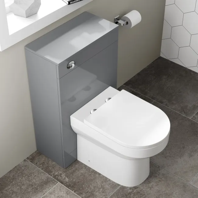 Avon & Trent Stone Grey Slimline Back To Wall Unit and Miami Toilet