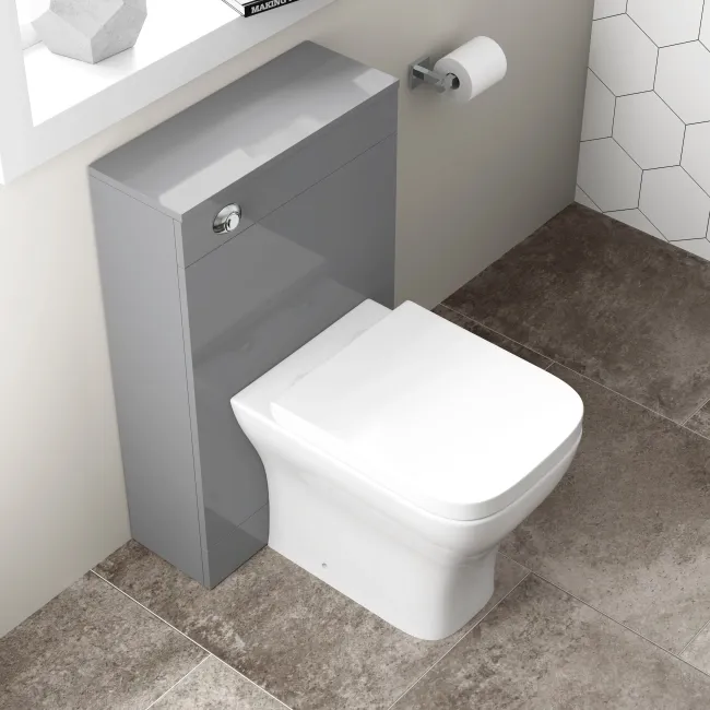Avon & Trent Stone Grey Slimline Back To Wall Unit and Atlanta Toilet