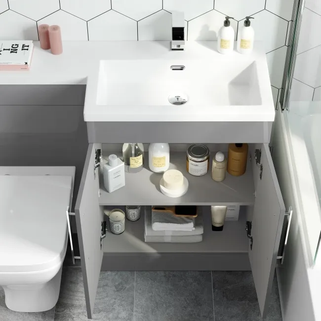 Avon Stone Grey Combination Vanity Basin and Atlanta Toilet 1100mm - Right Handed