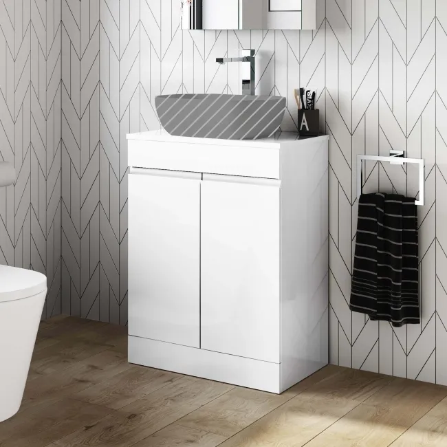 Trent Gloss White Cabinet 600mm - Excludes Counter Top Basin