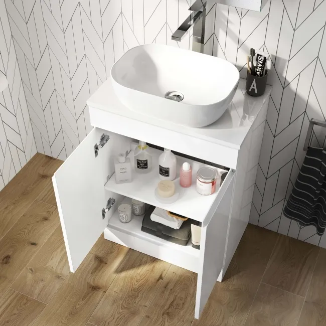 Trent Gloss White Cabinet 600mm - Excludes Counter Top Basin