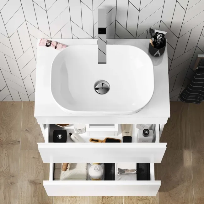 Trent Gloss White Drawer 600mm - Excludes Counter Top Basin