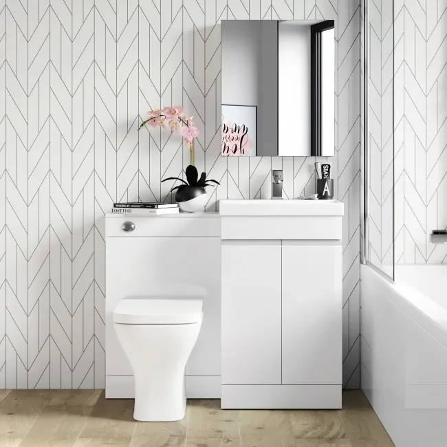 Trent Gloss White Combination Vanity Basin and Atlanta Toilet 1000mm