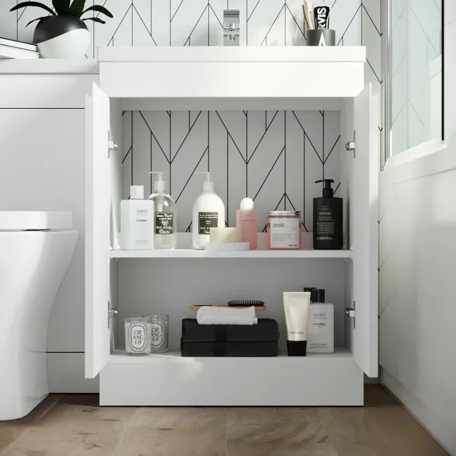 Trent Gloss White Combination Vanity Basin and Atlanta Toilet 1100mm - Right Handed