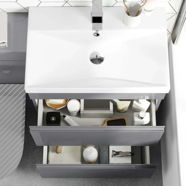 Trent Stone Grey Basin Vanity Drawer and Back To Wall Unit 1100mm