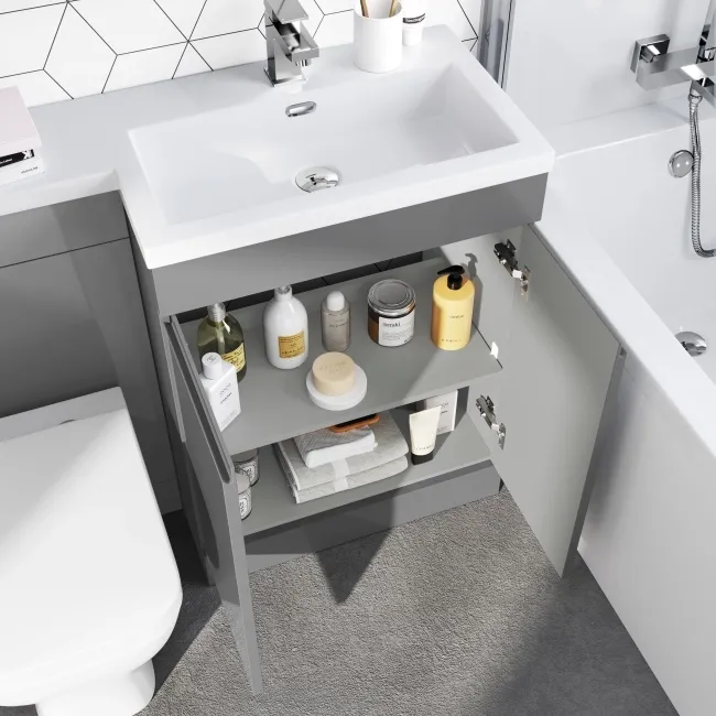 Trent Stone Grey Combination Vanity Basin and Atlanta Toilet 1100mm - Right Handed