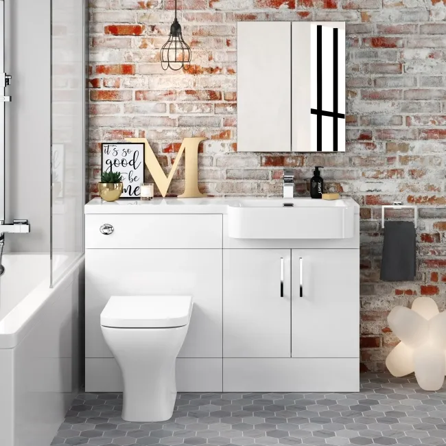 Harper Gloss White Combination Vanity Basin and Atlanta Toilet 1200mm - Right Handed