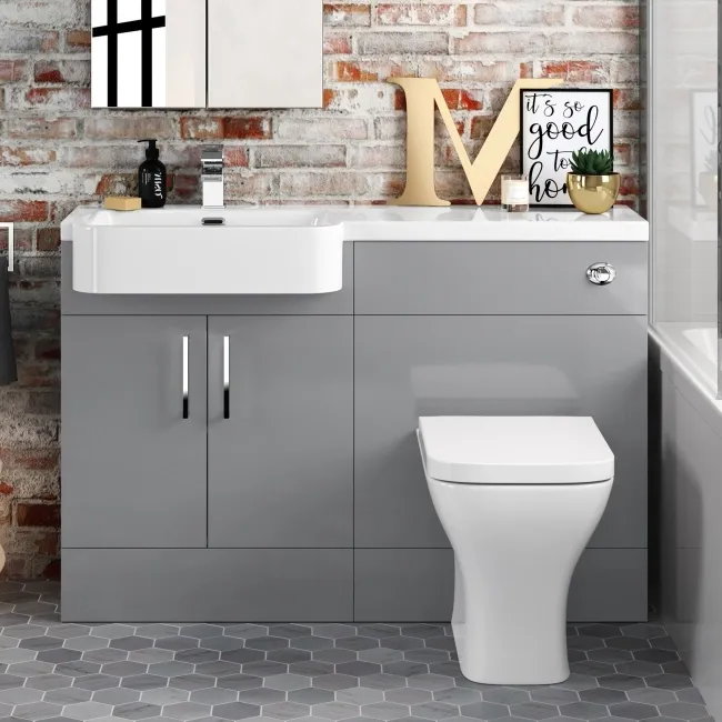 Harper Stone Grey Combination Vanity Basin and Atlanta Toilet 1200mm - Left Handed