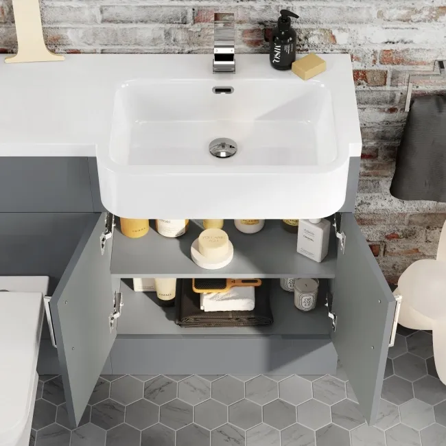 Harper Stone Grey Combination Vanity Basin and Atlanta Toilet 1200mm - Right Handed