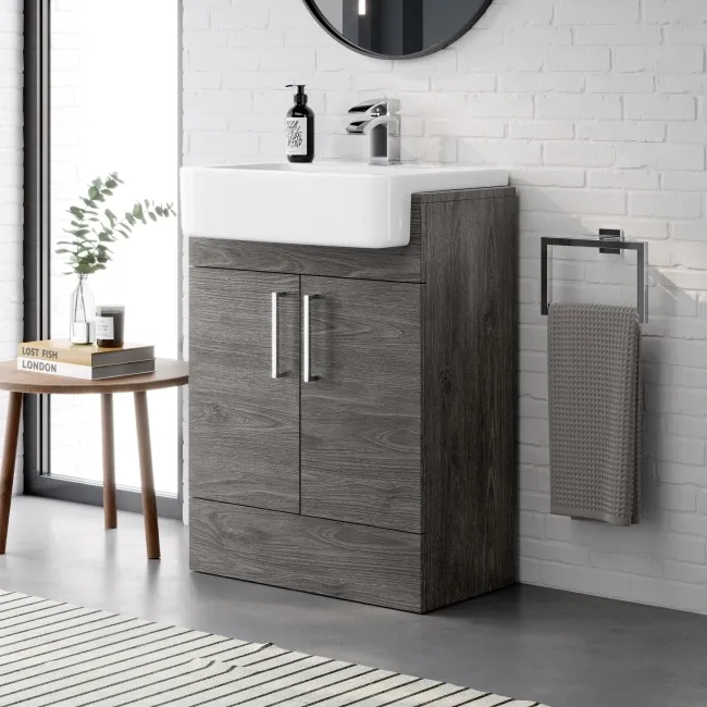 Harper Charcoal Elm Basin Vanity and Back To Wall Toilet Unit 1200mm
