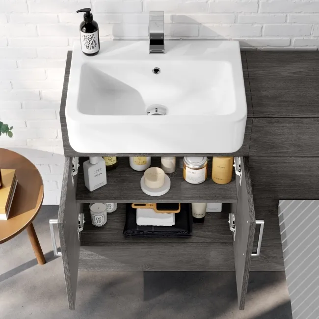 Harper Charcoal Elm Basin Vanity and Back To Wall Toilet Unit 1200mm
