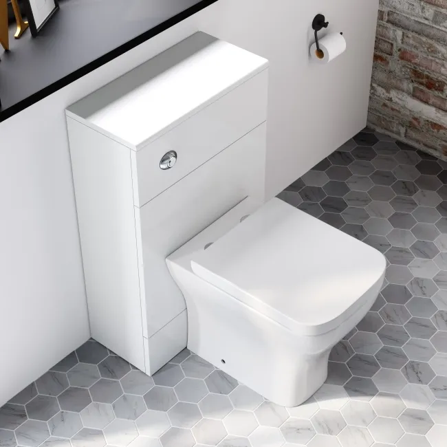 Harper Gloss White Back To Wall Unit 500mm and Atlanta Toilet