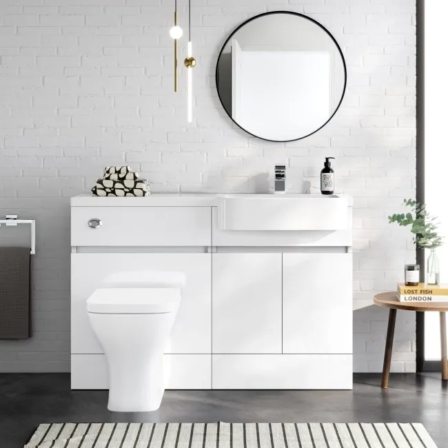 Foster Gloss White Combination Vanity Basin and Atlanta Toilet 1200mm - Right Handed