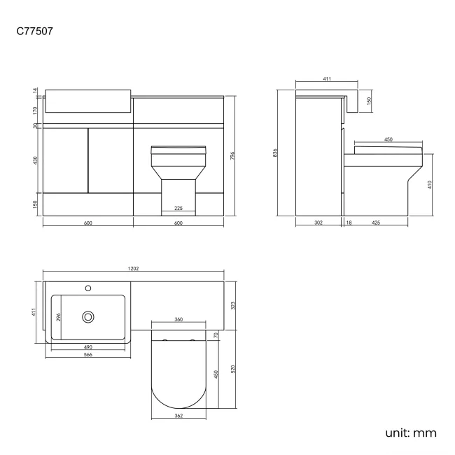 Foster Gloss White Combination Vanity Basin with Marble Top & Denver Toilet 1200mm