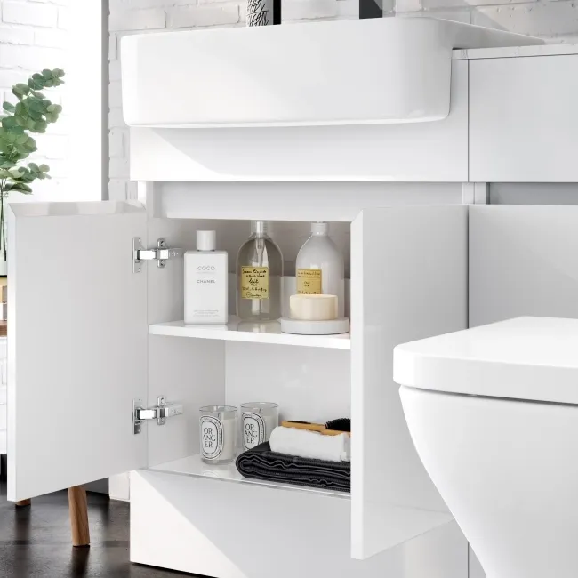 Foster Gloss White Combination Vanity Basin with Marble Top & Atlanta Toilet 1200mm