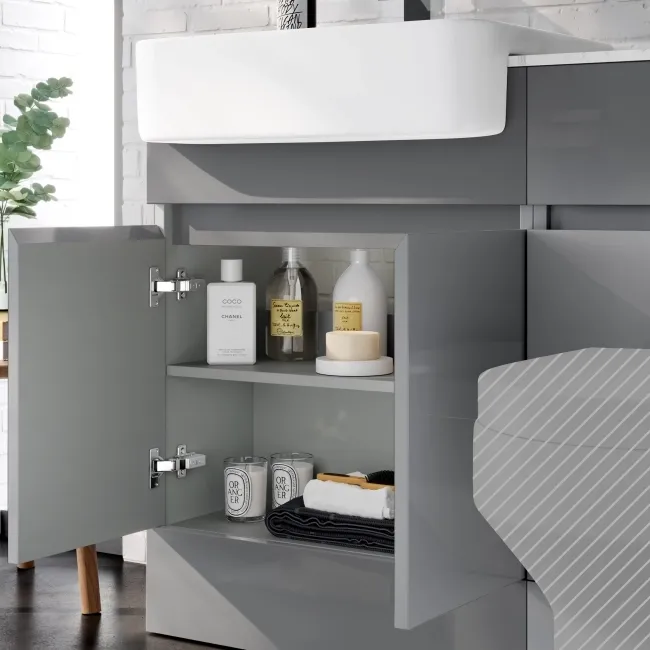 Foster Stone Grey Basin Vanity with Marble Top & Back To Wall Unit 1200mm