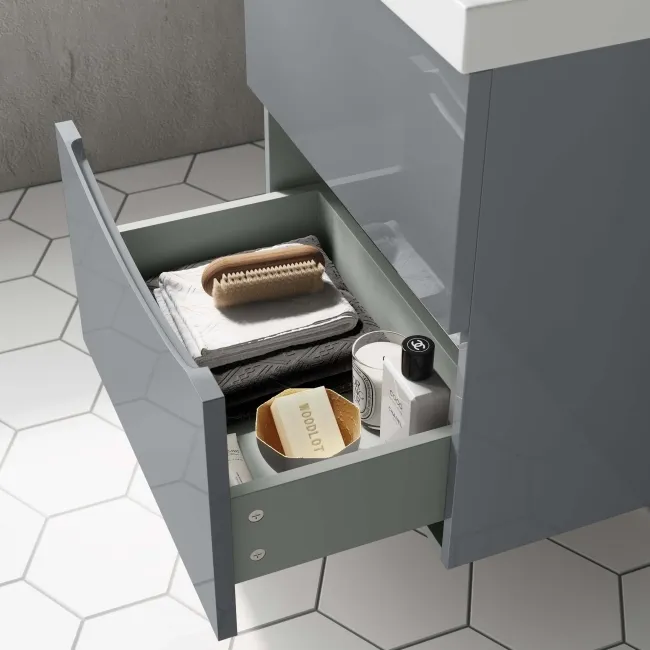 Austin Stone Grey Wall Hung Basin Drawer Vanity 500mm
