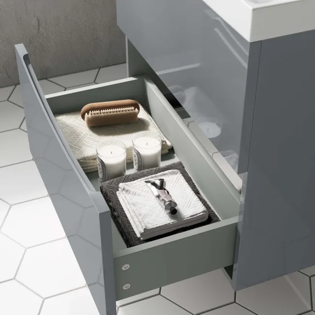 Austin Stone Grey Wall Hung Basin Drawer Vanity 600mm