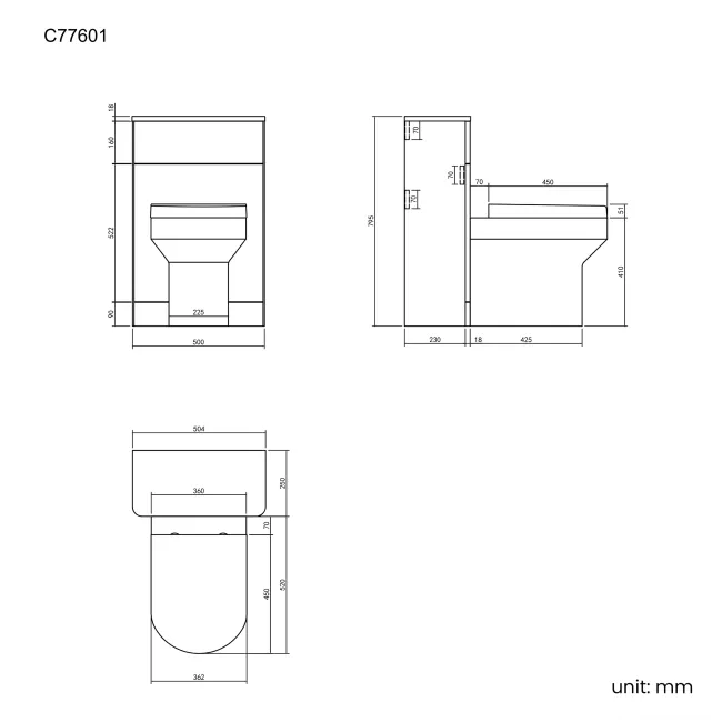 Corsica Curved Storm Grey Slimline Back To Wall Unit and Denver Toilet