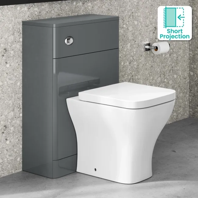 Corsica Curved Storm Grey Slimline Back To Wall Unit and Atlanta Toilet