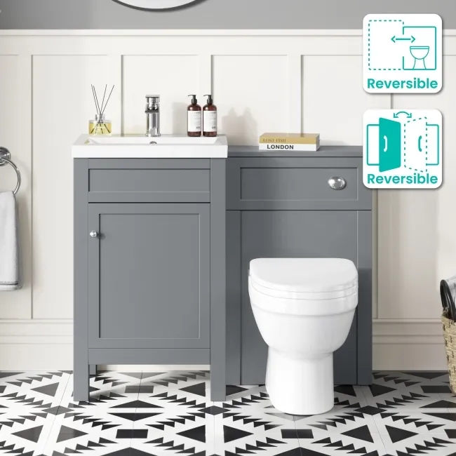 Bermuda Dove Grey Combination Vanity Basin and Seattle Toilet 1000mm