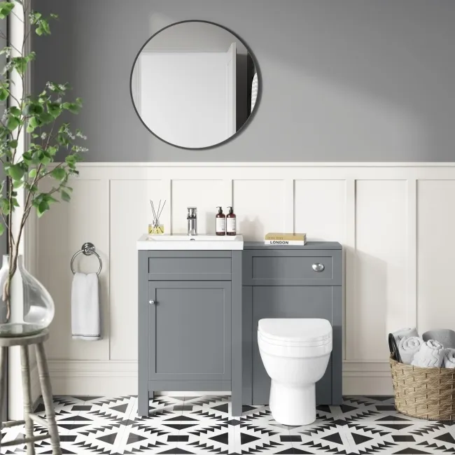 Bermuda Dove Grey Combination Vanity Basin and Seattle Toilet 1000mm