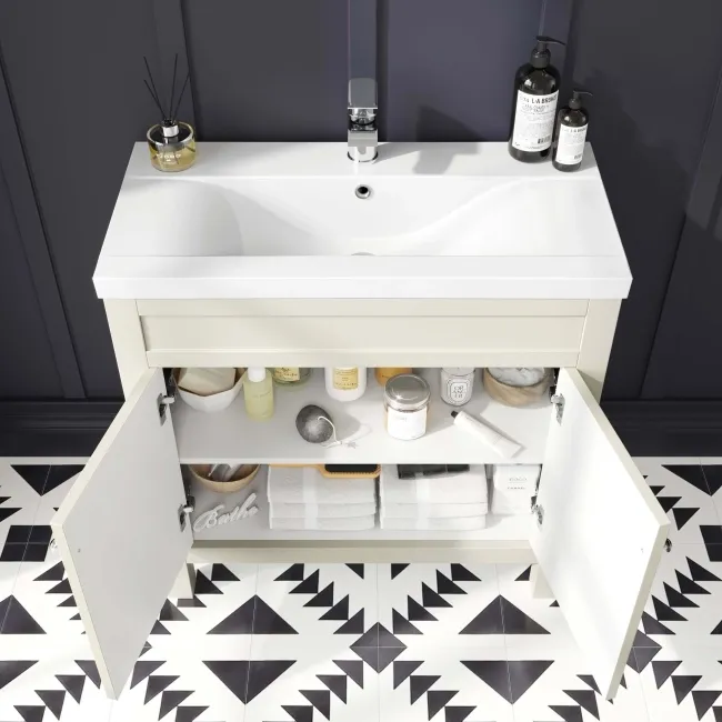 Bermuda Chalk White Basin Vanity and Back To Wall Unit 1300mm (Excludes Pan & Cistern)