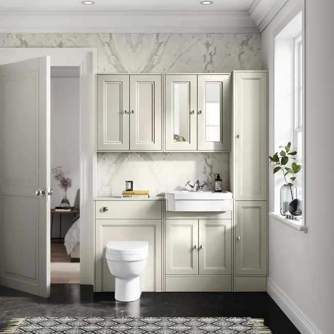 Monaco Chalk White Combination Vanity Traditional Basin and Seattle Toilet 1200mm
