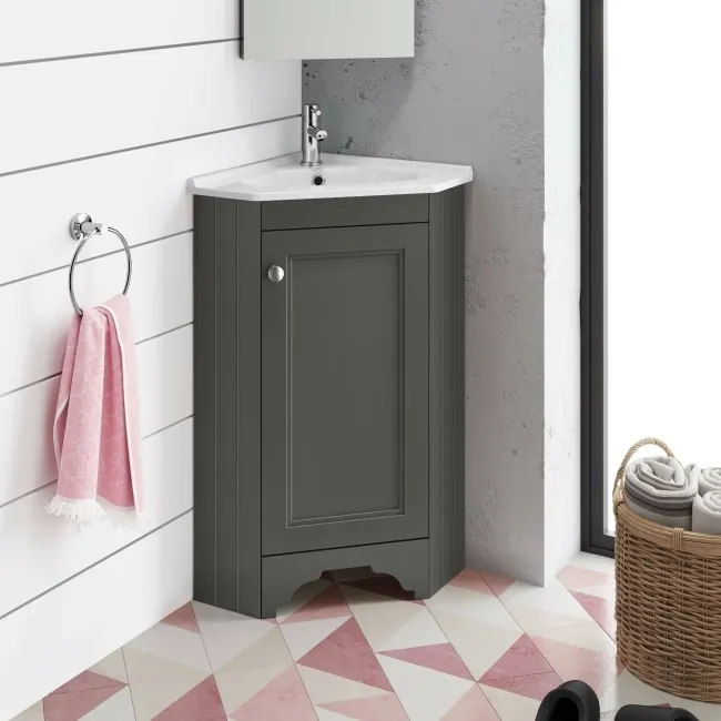Lucia Graphite Grey Corner Basin Vanity 400mm