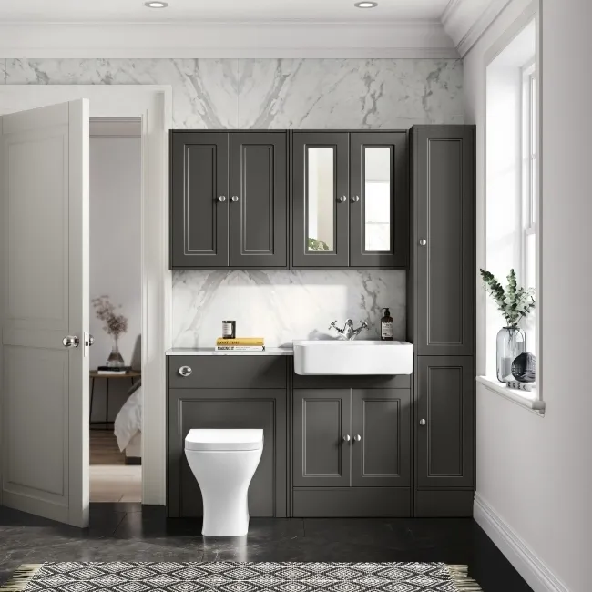 Monaco Graphite Grey Combination Vanity Basin with Marble Top & Atlanta Toilet 1200mm