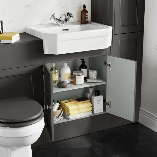Monaco Graphite Grey Traditional Basin Vanity 600mm