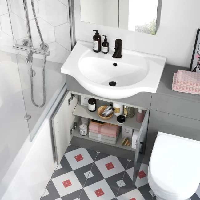 Quartz Stone Grey Combination Vanity Basin and Seattle Toilet 1150mm - Black Accents