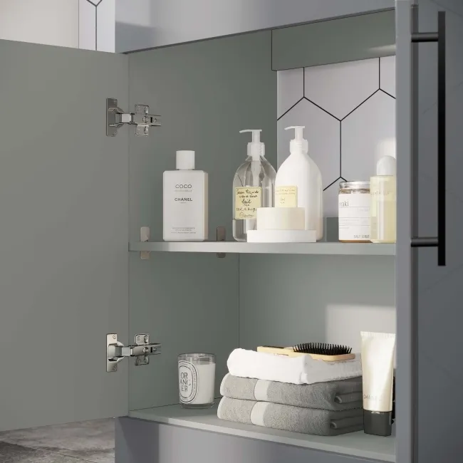 Avon Stone Grey Vanity with Oval Counter Top Basin 600mm - Black Accents