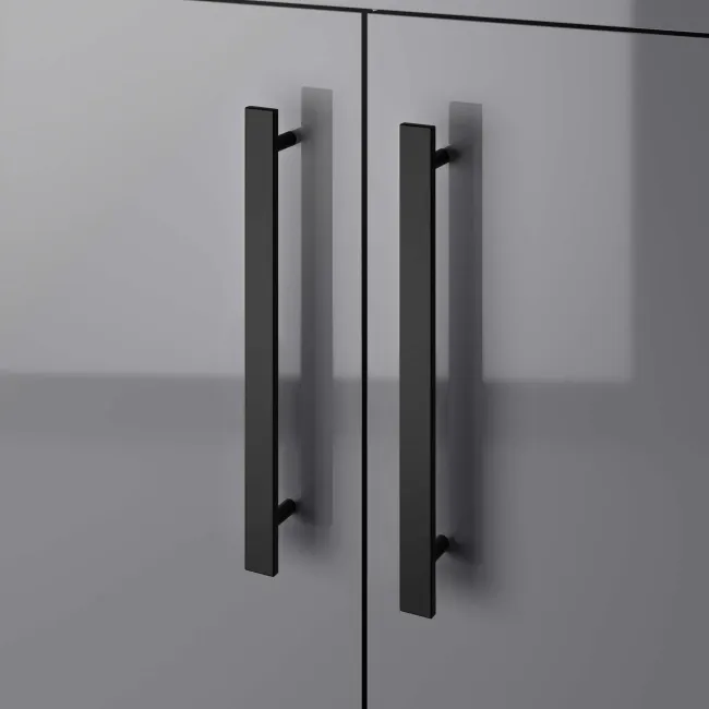 Avon Stone Grey Basin Vanity and Back To Wall Unit 1300mm - Black Accents