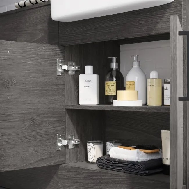 Harper Charcoal Elm Combination Vanity Basin and Aruba Toilet 1500mm - Black Accents