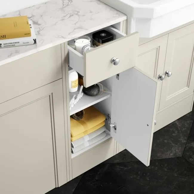 Monaco Chalk White Combination Vanity Traditional Basin with Marble Top and Seattle Toilet 1500mm