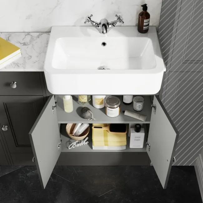 Monaco Graphite Grey Combination Vanity Basin with Marble Top and Seattle Toilet 1500mm