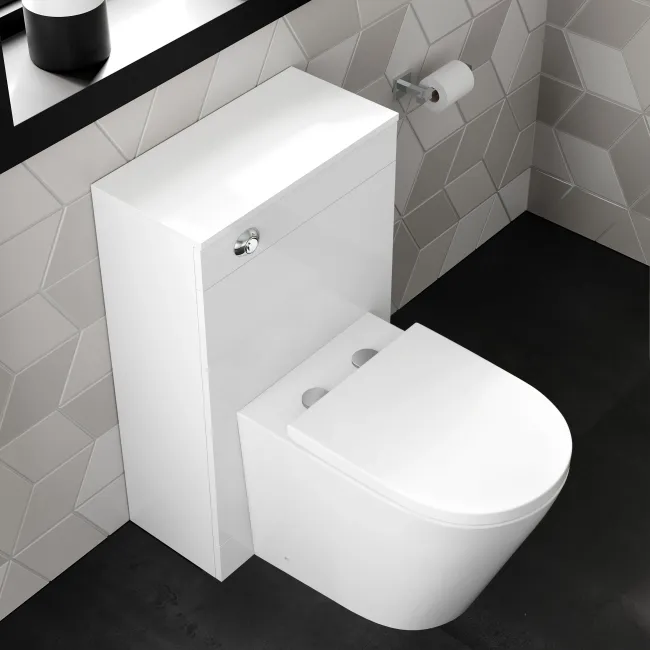 Avon & Trent Gloss White Slimline Back To Wall Unit and Boston Toilet