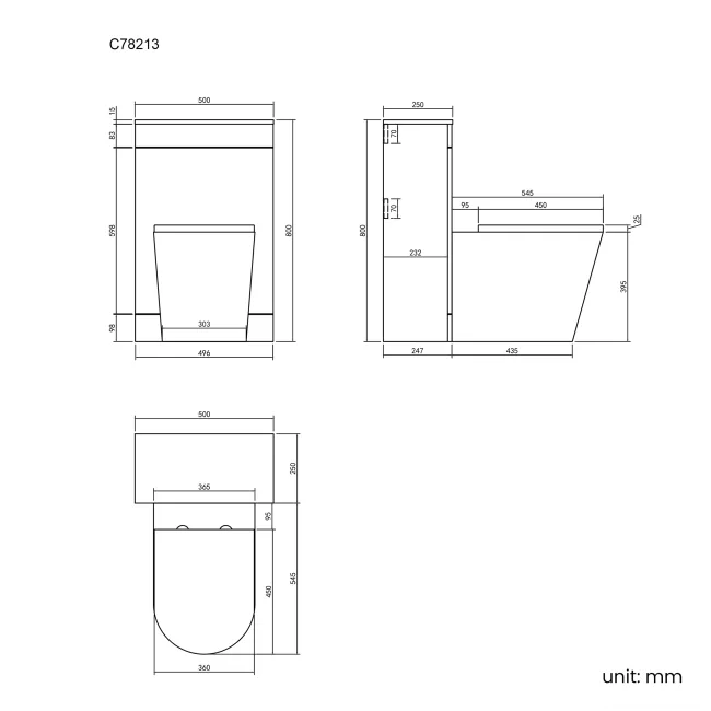 Avon & Trent Gloss White Slimline Back To Wall Unit and Boston Toilet