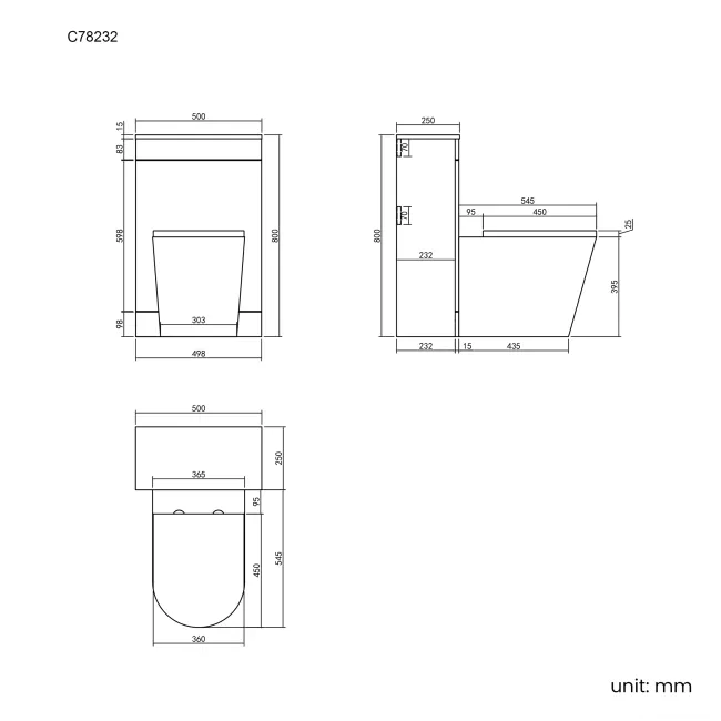 Avon & Trent Stone Grey Slimline Back To Wall Unit and Boston Toilet