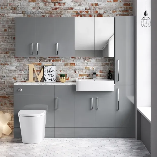 Harper Stone Grey Combination Vanity Basin with Marble Top & Boston Toilet 1500mm