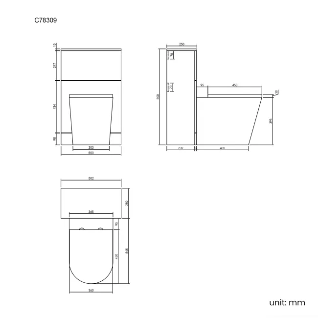 Elba Graphite Grey Slimline Back To Wall Unit and Boston Toilet - Black Accents