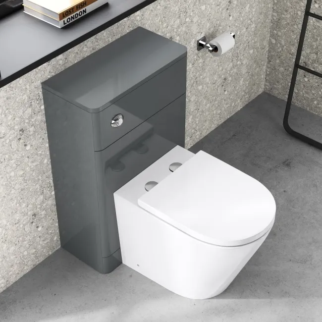 Corsica Curved Storm Grey Slimline Back To Wall Unit and Boston Toilet